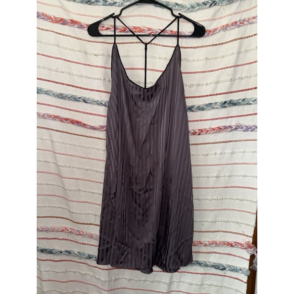 NWT Auden Purple/Black Silky Striped Nightgown Adjustable Straps | Size XXL